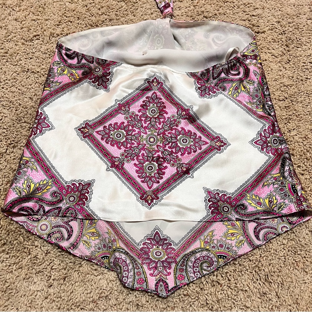 INC International Concept 100% Silk Pink Paisley Halter Top Women’s Size 8 - Picture 5 of 5